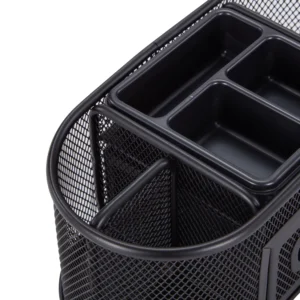 Metal Mesh Desktop Organizer, 8 Compartments, Black