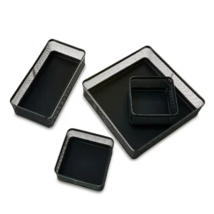 Metal Desk Organizer Set, Black, 4 Pieces